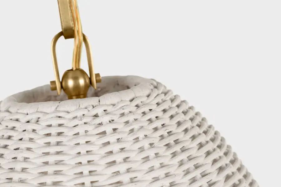 Kokomo 15" Elongated Pendant in Antique-Burnished Brass with Chalk Wicker Shade - Image 6