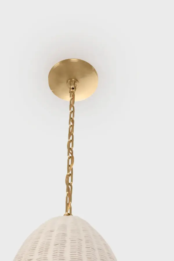 Kokomo 15" Elongated Pendant in Antique-Burnished Brass with Chalk Wicker Shade - Image 7