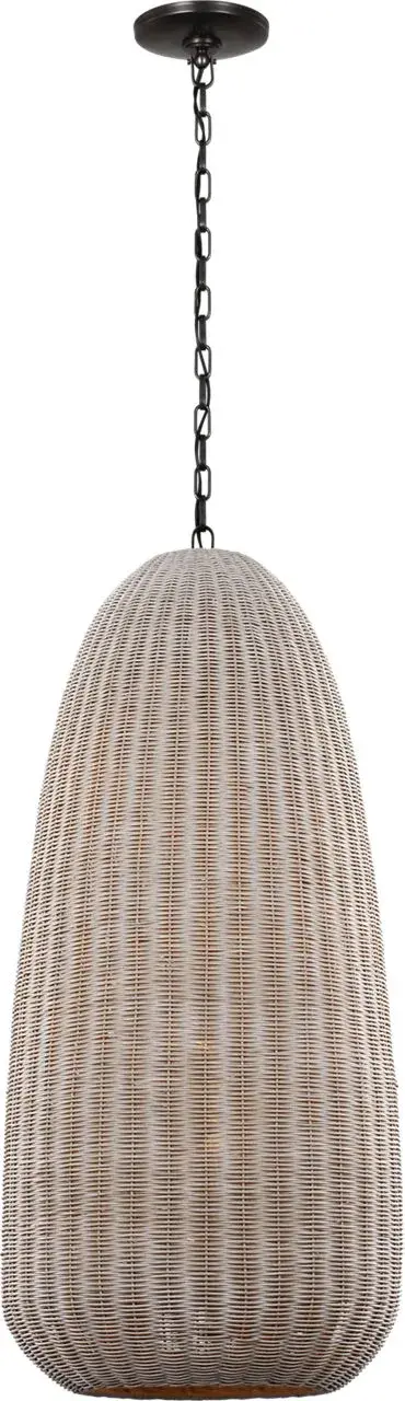 Kokomo 20" Elongated Pendant in Bronze with Ash Wicker Shade - Image 2