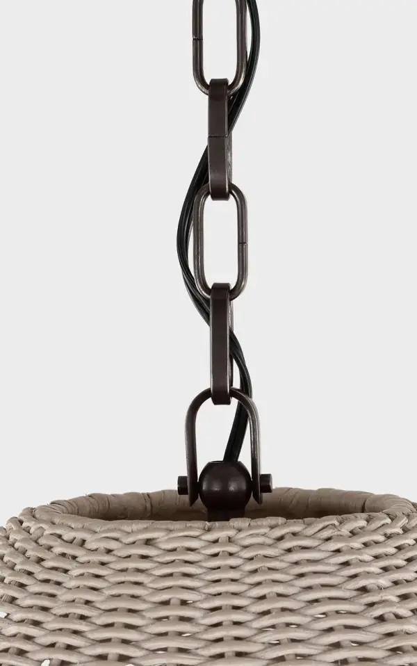 Kokomo 20" Elongated Pendant in Bronze with Ash Wicker Shade - Image 6