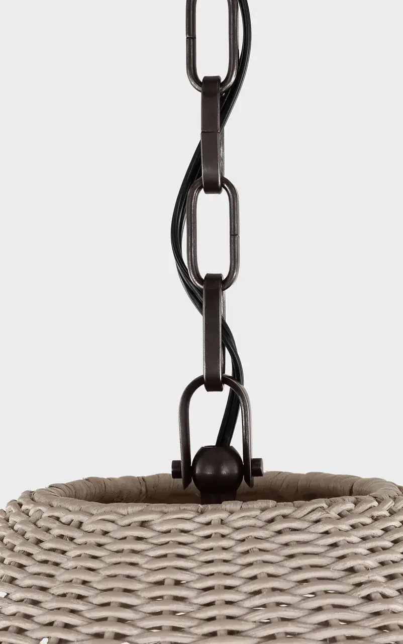 Kokomo 20" Elongated Pendant in Bronze with Ash Wicker Shade - Image 6