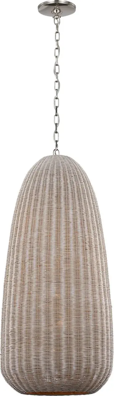 Kokomo 20" Elongated Pendant in Polished Nickel with Ash Wicker Shade - Image 2