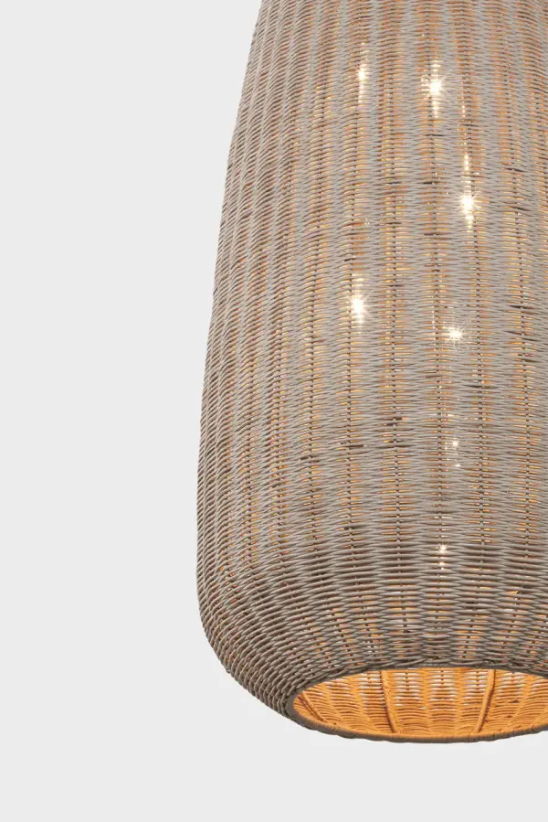 Kokomo 20" Elongated Pendant in Polished Nickel with Ash Wicker Shade - Image 6