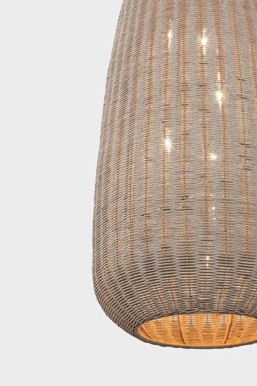 Kokomo 20" Elongated Pendant in Polished Nickel with Ash Wicker Shade - Image 6