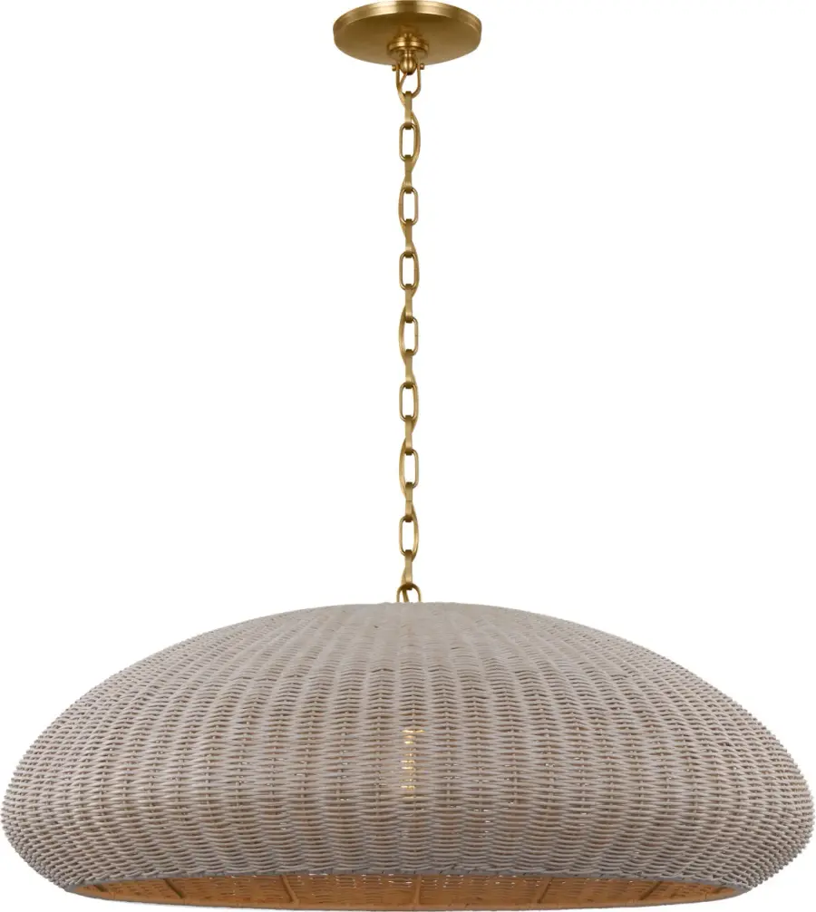 Kokomo 32" Wide Pendant in Antique-Burnished Brass with Ash Wicker Shade - Image 2