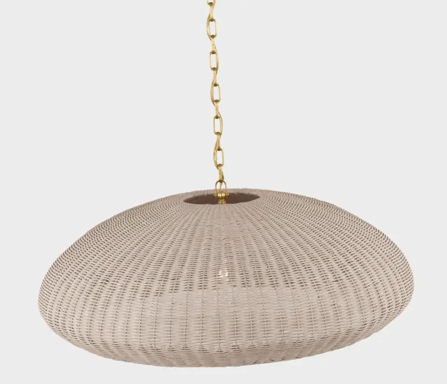 Kokomo 32" Wide Pendant in Antique-Burnished Brass with Ash Wicker Shade - Image 4