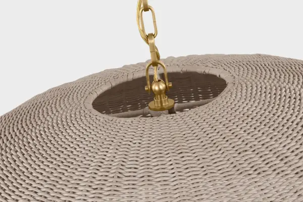 Kokomo 32" Wide Pendant in Antique-Burnished Brass with Ash Wicker Shade - Image 5