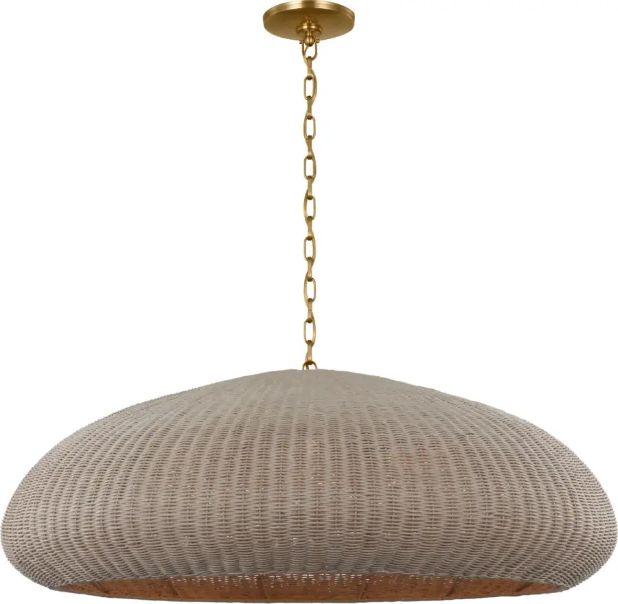 Kokomo 44" Wide Pendant in Antique-Burnished Brass with Ash Wicker Shade - Image 2