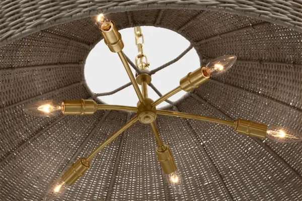 Kokomo 44" Wide Pendant in Antique-Burnished Brass with Ash Wicker Shade - Image 4