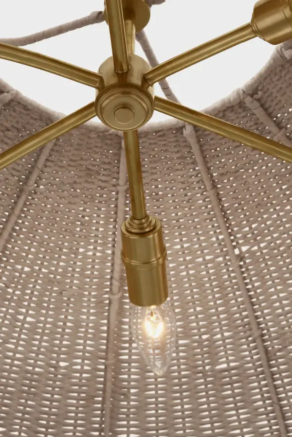 Kokomo 44" Wide Pendant in Antique-Burnished Brass with Ash Wicker Shade - Image 5