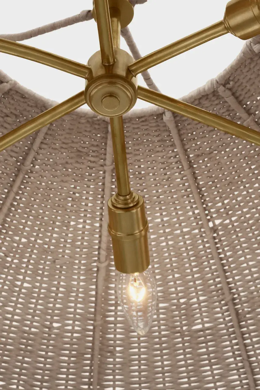 Kokomo 44" Wide Pendant in Antique-Burnished Brass with Ash Wicker Shade - Image 5