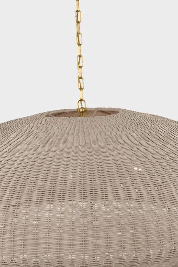 Kokomo 44" Wide Pendant in Antique-Burnished Brass with Ash Wicker Shade - Image 6