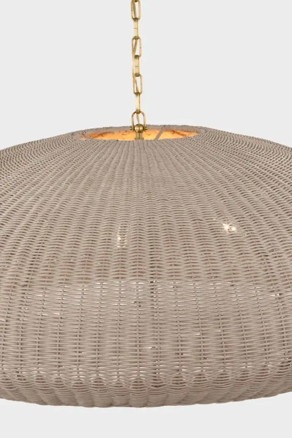 Kokomo 44" Wide Pendant in Antique-Burnished Brass with Ash Wicker Shade - Image 7