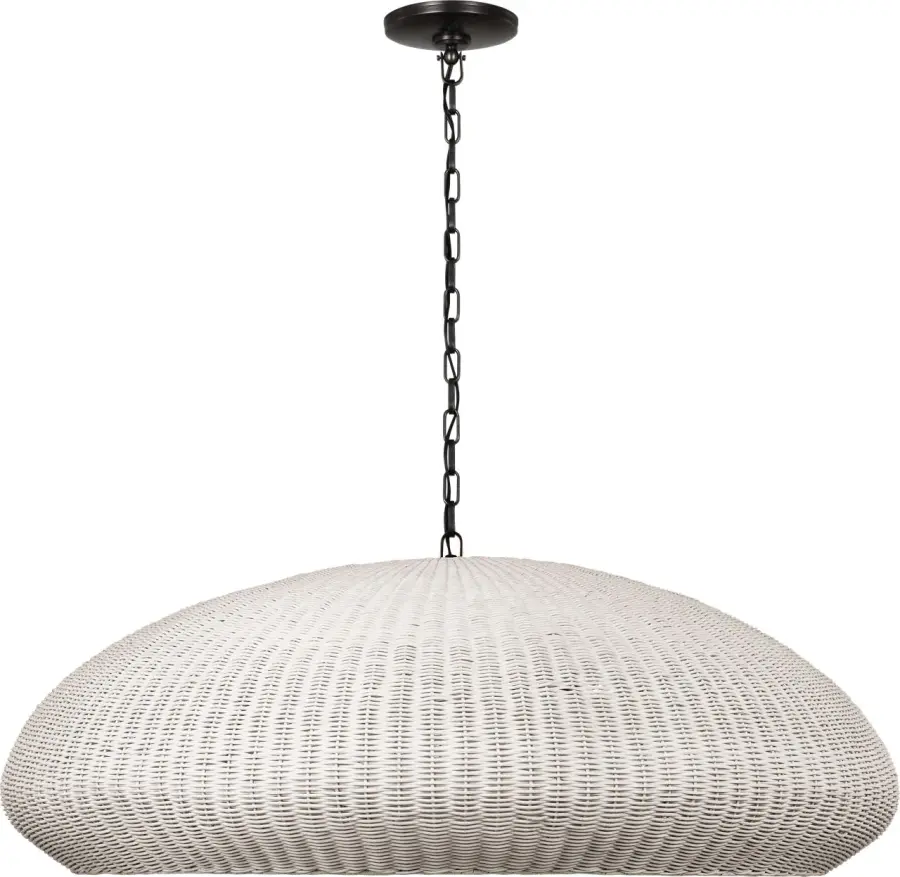 Kokomo 44" Wide Pendant in Bronze with Chalk Wicker Shade - Image 1