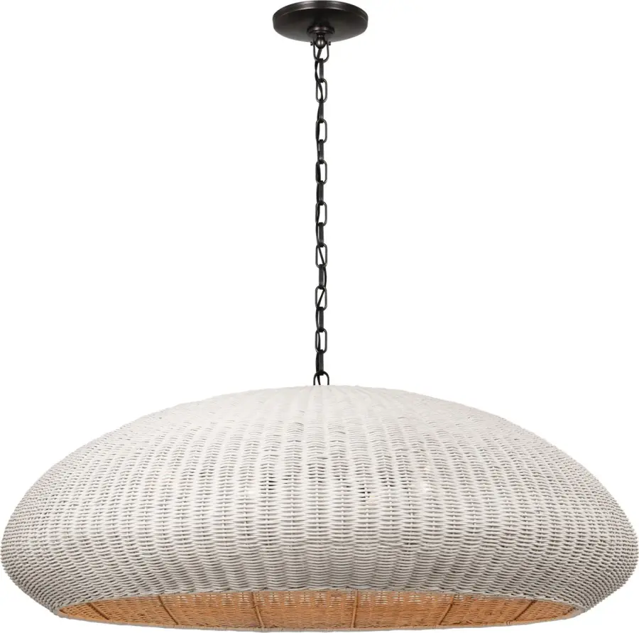 Kokomo 44" Wide Pendant in Bronze with Chalk Wicker Shade - Image 2