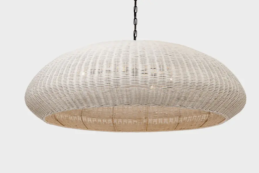 Kokomo 44" Wide Pendant in Bronze with Chalk Wicker Shade - Image 3