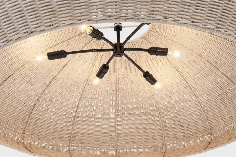 Kokomo 44" Wide Pendant in Bronze with Chalk Wicker Shade - Image 7