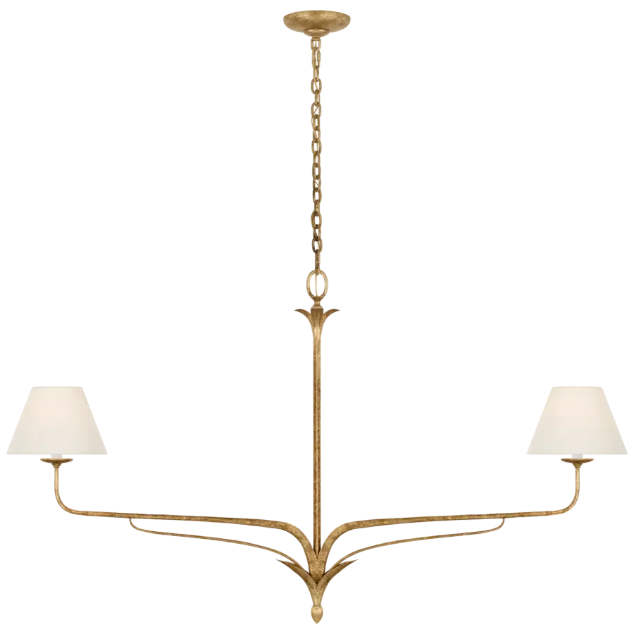 Amalfi 57" Linear Chandelier in Milano Gold with Linen Shades - Image 2