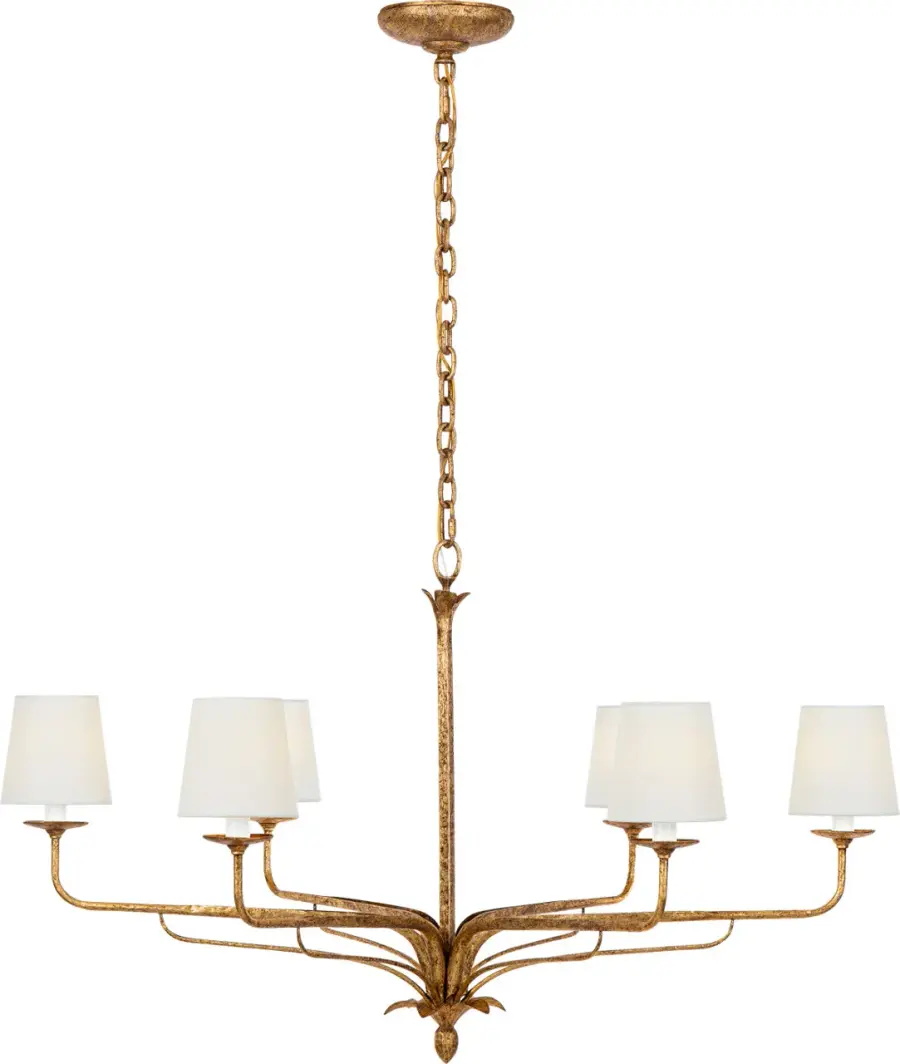 Amalfi 41" Chandelier in Milano Gold with Linen Shades - Image 1