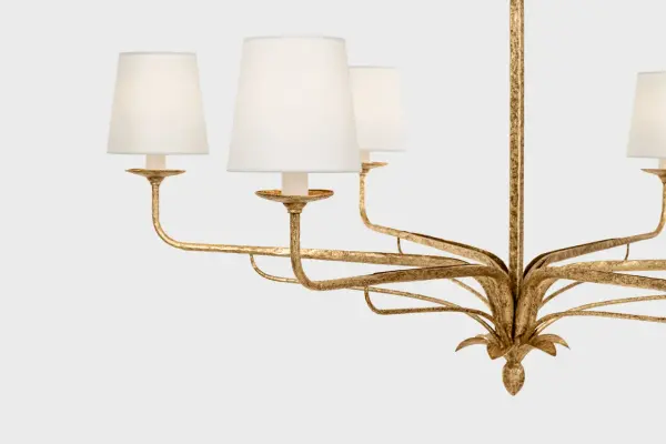 Amalfi 41" Chandelier in Milano Gold with Linen Shades - Image 11