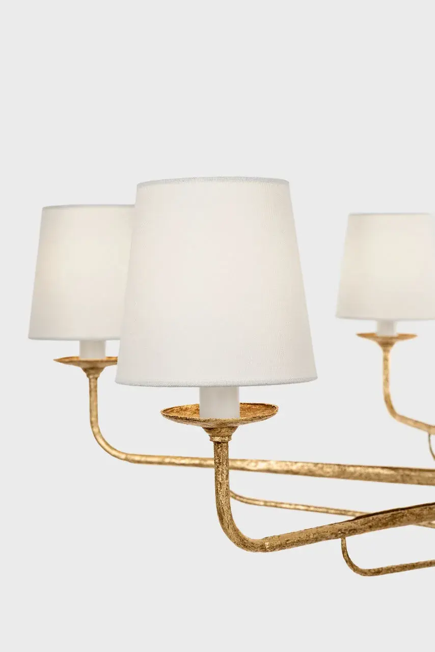 Amalfi 41" Chandelier in Milano Gold with Linen Shades - Image 10