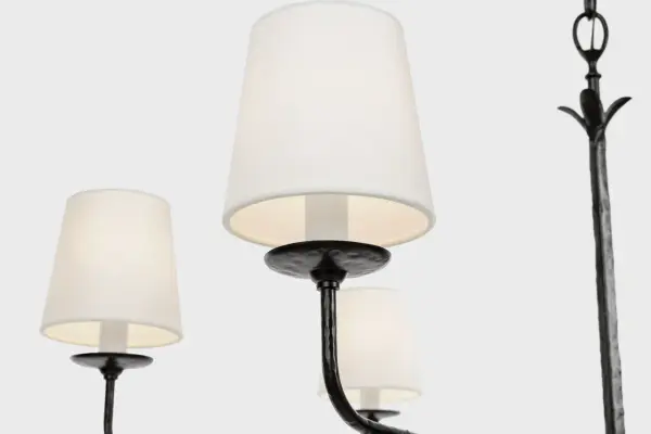 Amalfi 41" Chandelier in Waxed Black with Linen Shades - Image 12