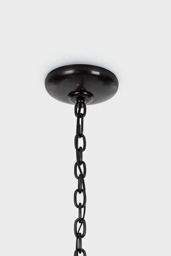 Amalfi 41" Chandelier in Waxed Black with Linen Shades - Image 4