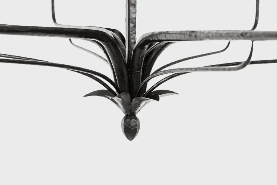 Amalfi 41" Chandelier in Waxed Black with Linen Shades - Image 6