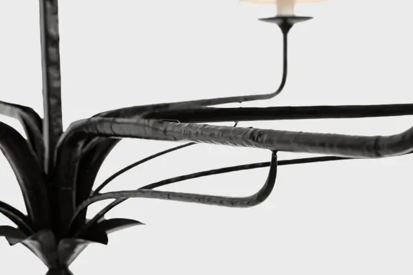 Amalfi 41" Chandelier in Waxed Black with Linen Shades - Image 7