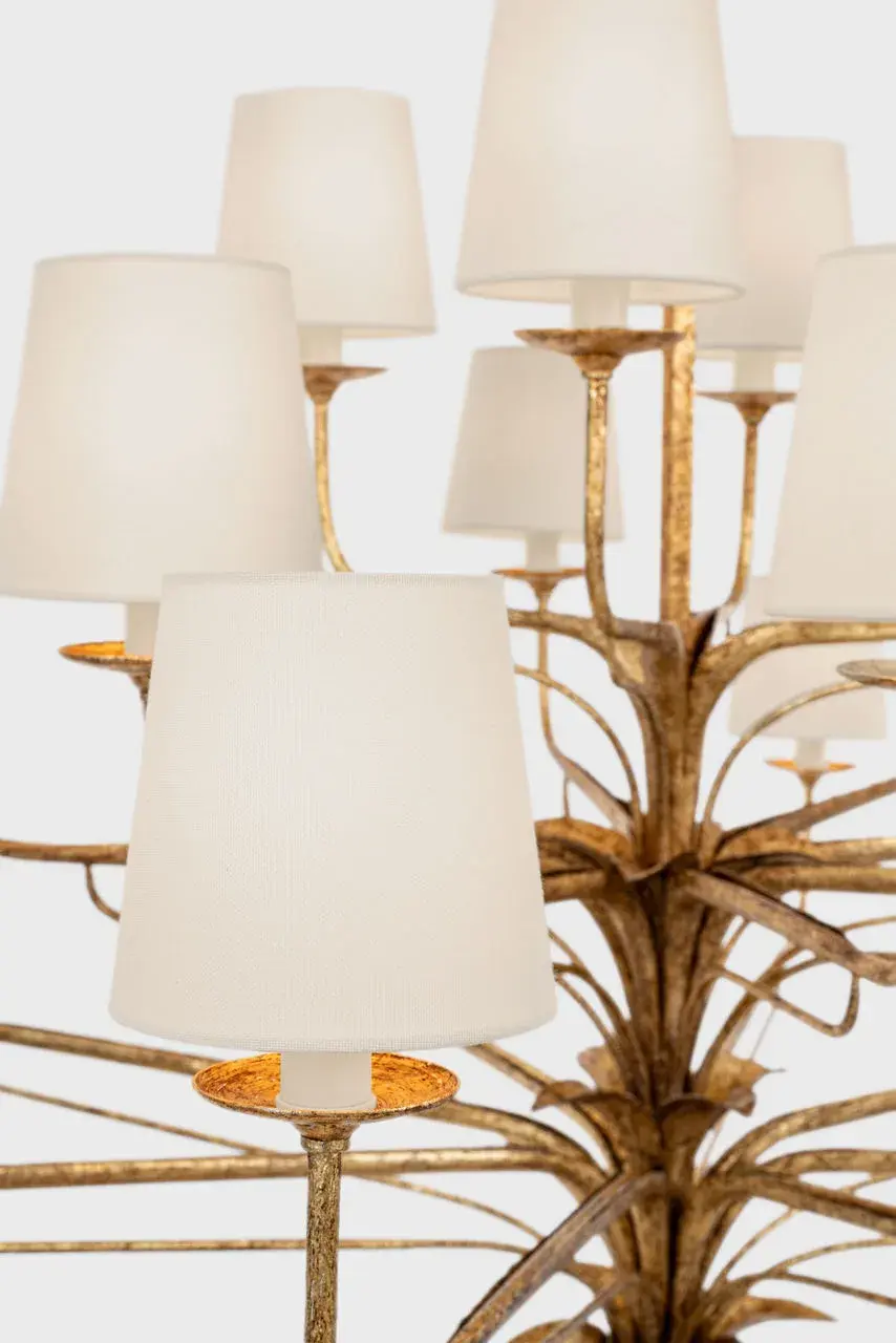 Amalfi 50" Three-Tiered Chandelier in Milano Gold with Linen Shades - Image 11