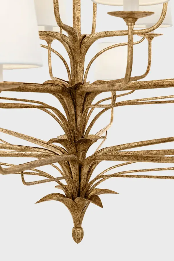Amalfi 50" Three-Tiered Chandelier in Milano Gold with Linen Shades - Image 12