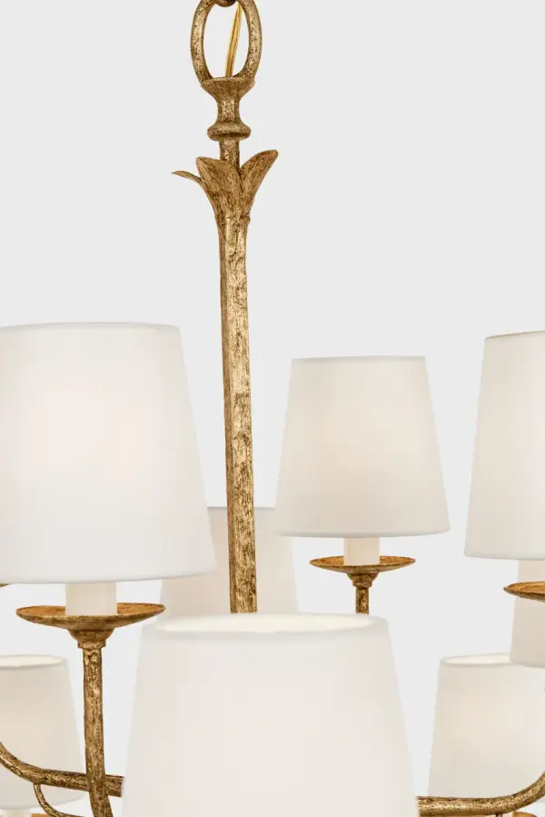 Amalfi 50" Three-Tiered Chandelier in Milano Gold with Linen Shades - Image 13