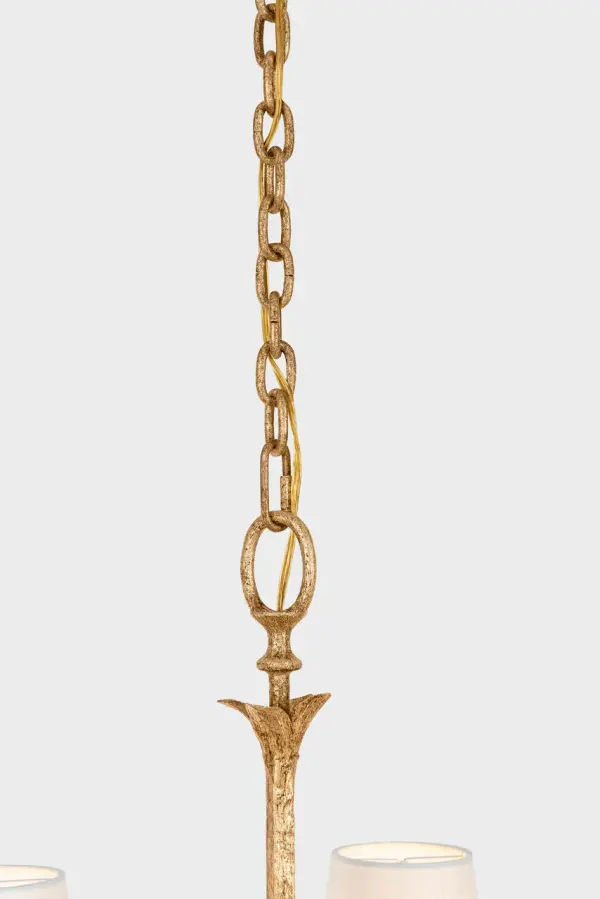 Amalfi 50" Three-Tiered Chandelier in Milano Gold with Linen Shades - Image 3