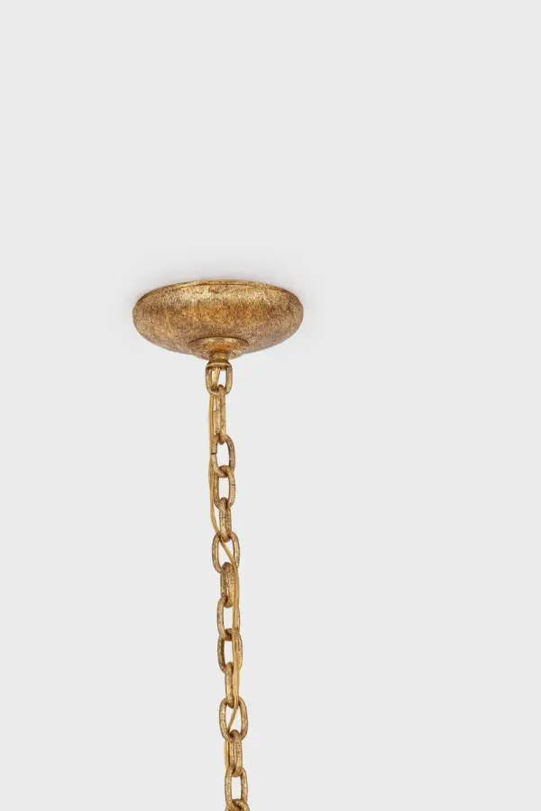 Amalfi 50" Three-Tiered Chandelier in Milano Gold with Linen Shades - Image 6
