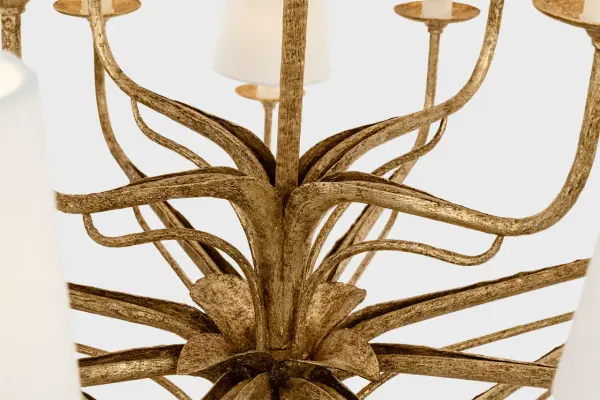 Amalfi 50" Three-Tiered Chandelier in Milano Gold with Linen Shades - Image 9
