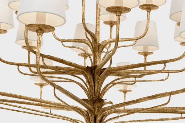 Amalfi 50" Three-Tiered Chandelier in Milano Gold with Linen Shades - Image 10