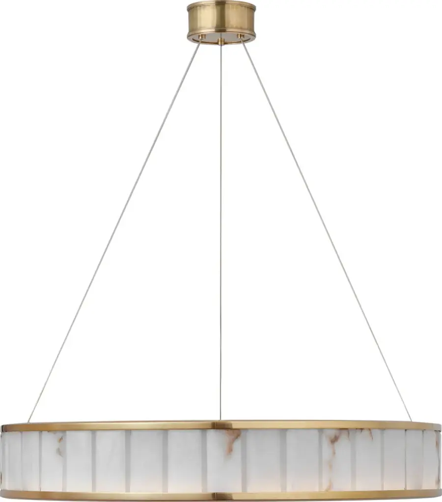 Iterna 30" Ring Chandelier in Antique-Burnished Brass with Alabaster - Image 1