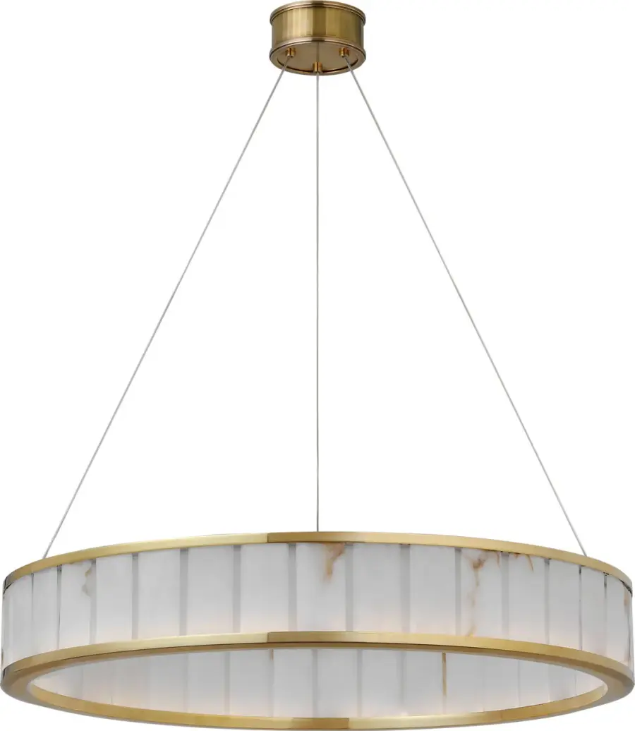 Iterna 30" Ring Chandelier in Antique-Burnished Brass with Alabaster - Image 2