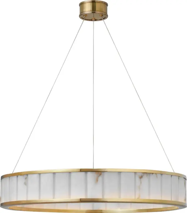 Iterna 30" Ring Chandelier in Antique-Burnished Brass with Alabaster - Image 3