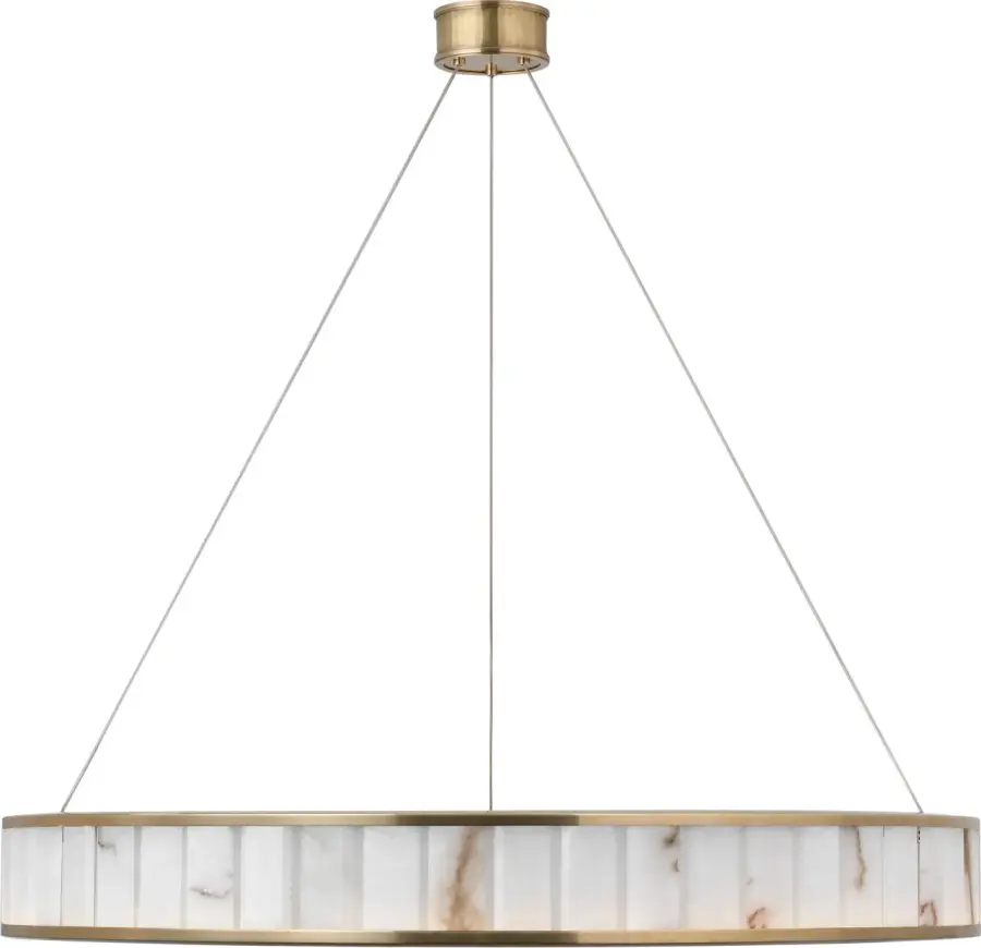 Iterna 40" Ring Chandelier in Antique-Burnished Brass with Alabaster - Image 3