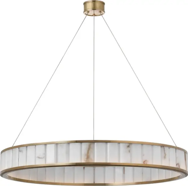 Iterna 40" Ring Chandelier in Antique-Burnished Brass with Alabaster - Image 4