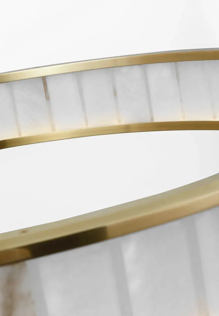 Iterna 40" Ring Chandelier in Antique-Burnished Brass with Alabaster - Image 5