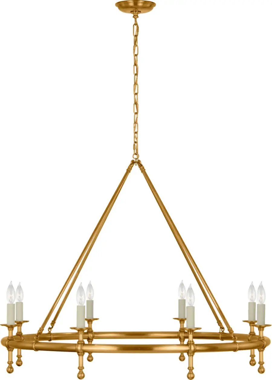 Classic 42" Ring Chandelier in Antique-Burnished Brass