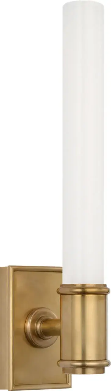 Owen 14" Single Bath Light in Antique-Burnished Brass with White Glass - Image 2