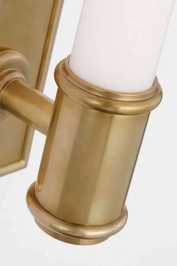 Owen 14" Single Bath Light in Antique-Burnished Brass with White Glass - Image 3
