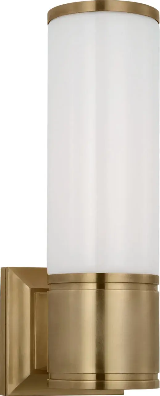 Halford 14" Bath Sconce in Antique-Burnished Brass with White Glass - Image 2