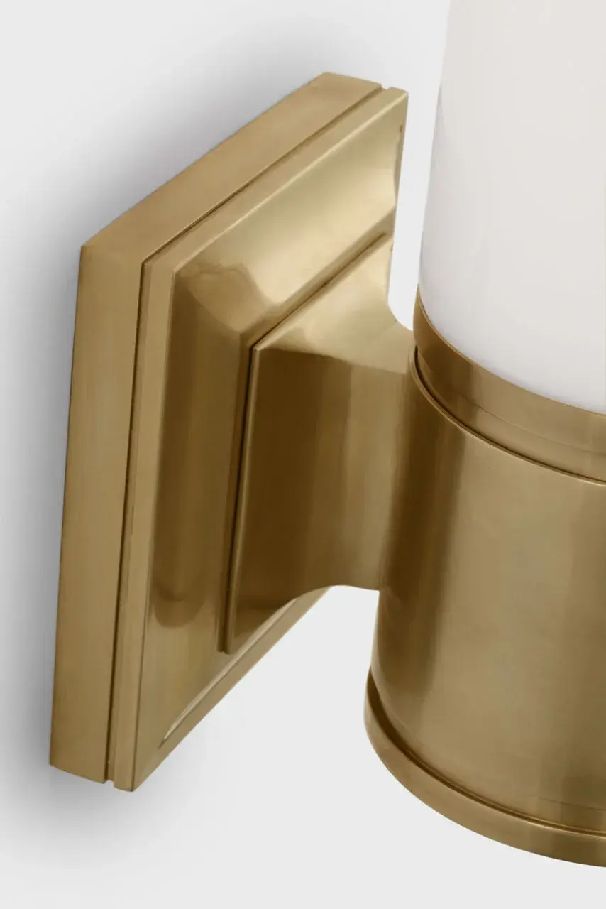 Halford 14" Bath Sconce in Antique-Burnished Brass with White Glass - Image 3