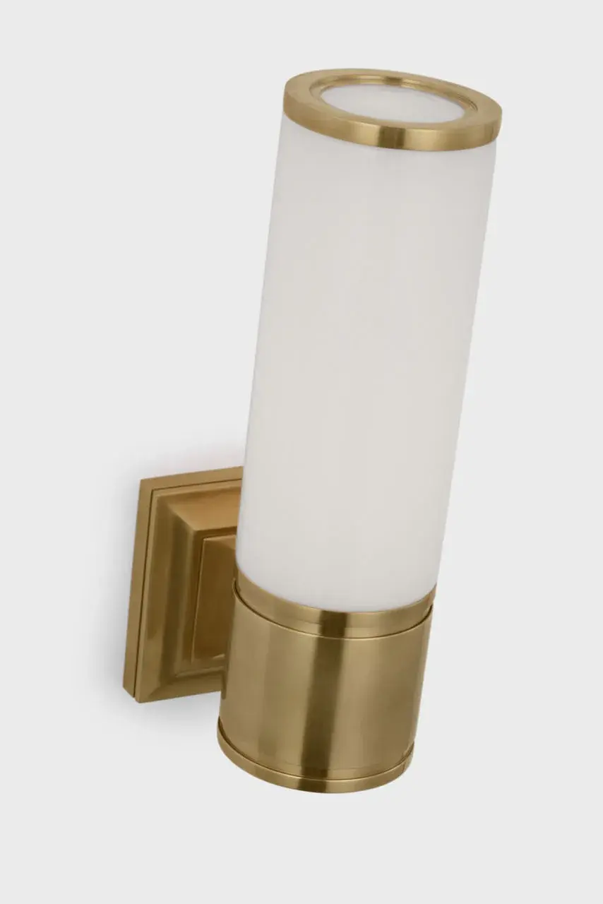 Halford 14" Bath Sconce in Antique-Burnished Brass with White Glass - Image 5