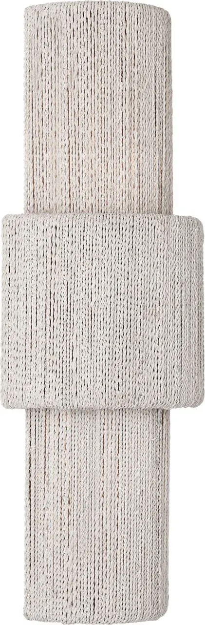 The Dorado sconce blends warm antique brass with handwoven abaca for a sophisticated organic look. At 17 inches, it provides substantial presence while maintaining refined proportions perfect for intimate spaces.