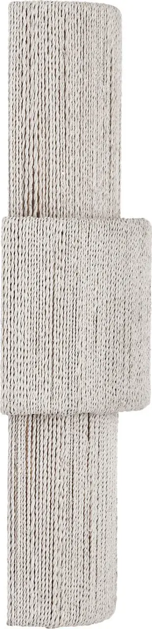 The Dorado sconce blends warm antique brass with handwoven abaca for a sophisticated organic look. At 17 inches, it provides substantial presence while maintaining refined proportions perfect for intimate spaces. - alternate view